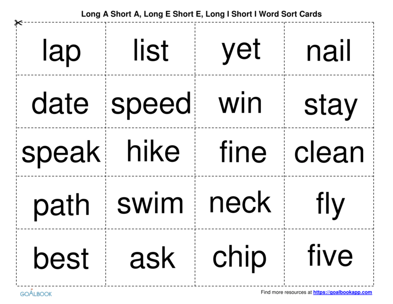 Distinguish Long And Short Vowels In Regular One Syllable Words Reading Anchor Page Iep Goal And Objectives Goalbook Toolkit