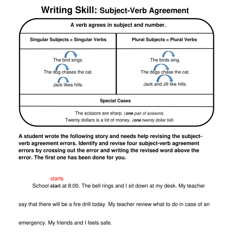 Subject-verb agreement worksheets with answers image