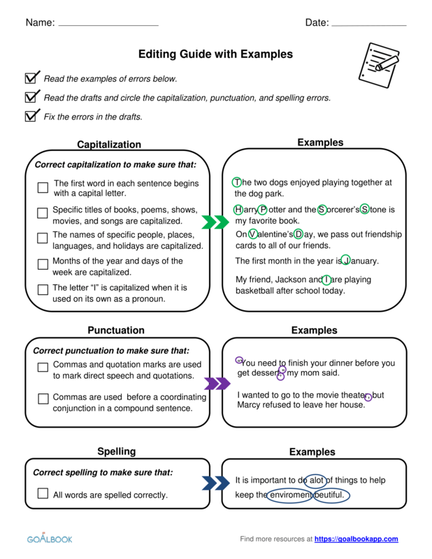 Edit Writing For Capitalization Punctuation And Spelling Writing Anchor Page Iep Goal And Objectives Goalbook Toolkit Edit Writing For Capitalization Punctuation And Spelling Writing Anchor Page Iep Goal And Objectives Goalbook Toolkit