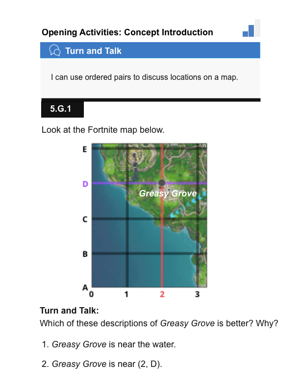 5.G.1 Graph Ordered Pairs | Math: Geometry | 5th Grade | Goalbook Pathways