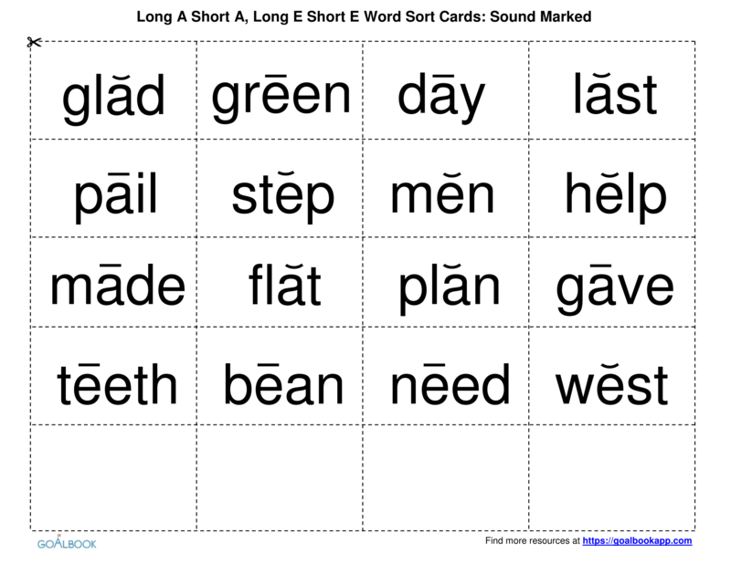 Distinguish Long And Short Vowels In Regular One Syllable Words Reading Anchor Page Iep Goal And Objectives Goalbook Toolkit